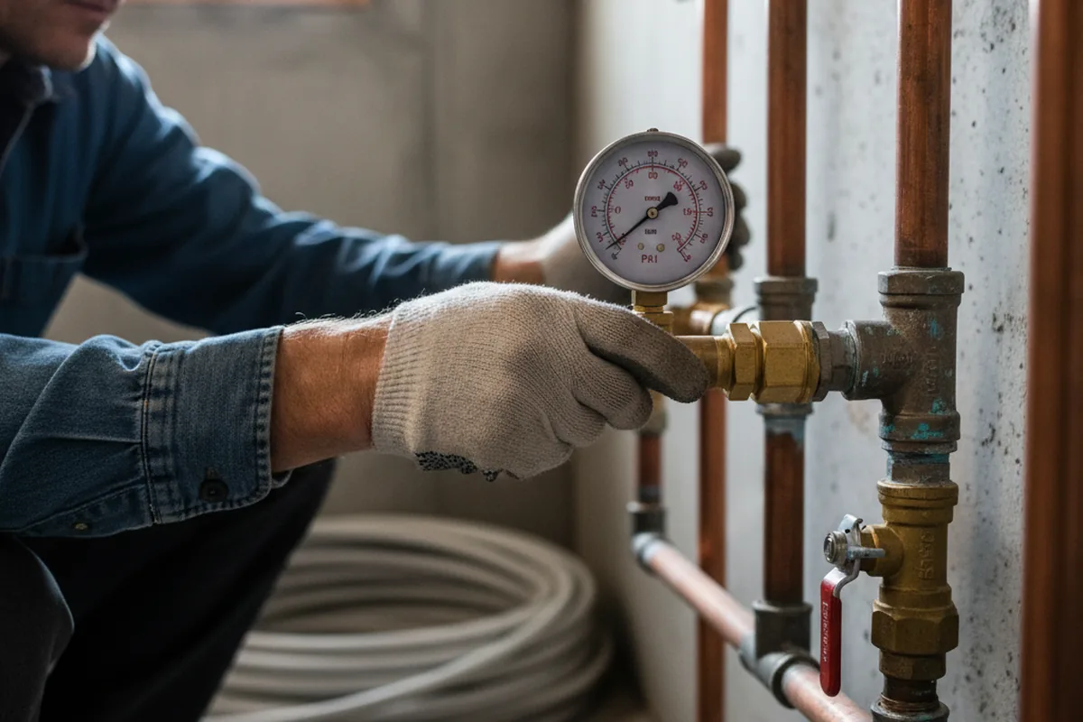 Pressure testing a repaired line during Water Line Repair in Newfoundland